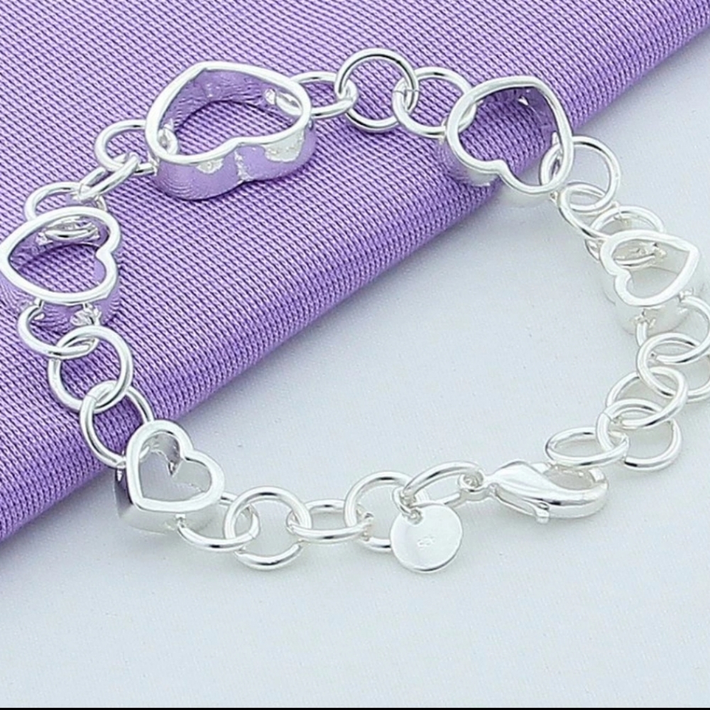 925  Silver Full Heart Bracelet